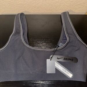 Skims X Nike Grey Ribbed Scoop Sports Bra